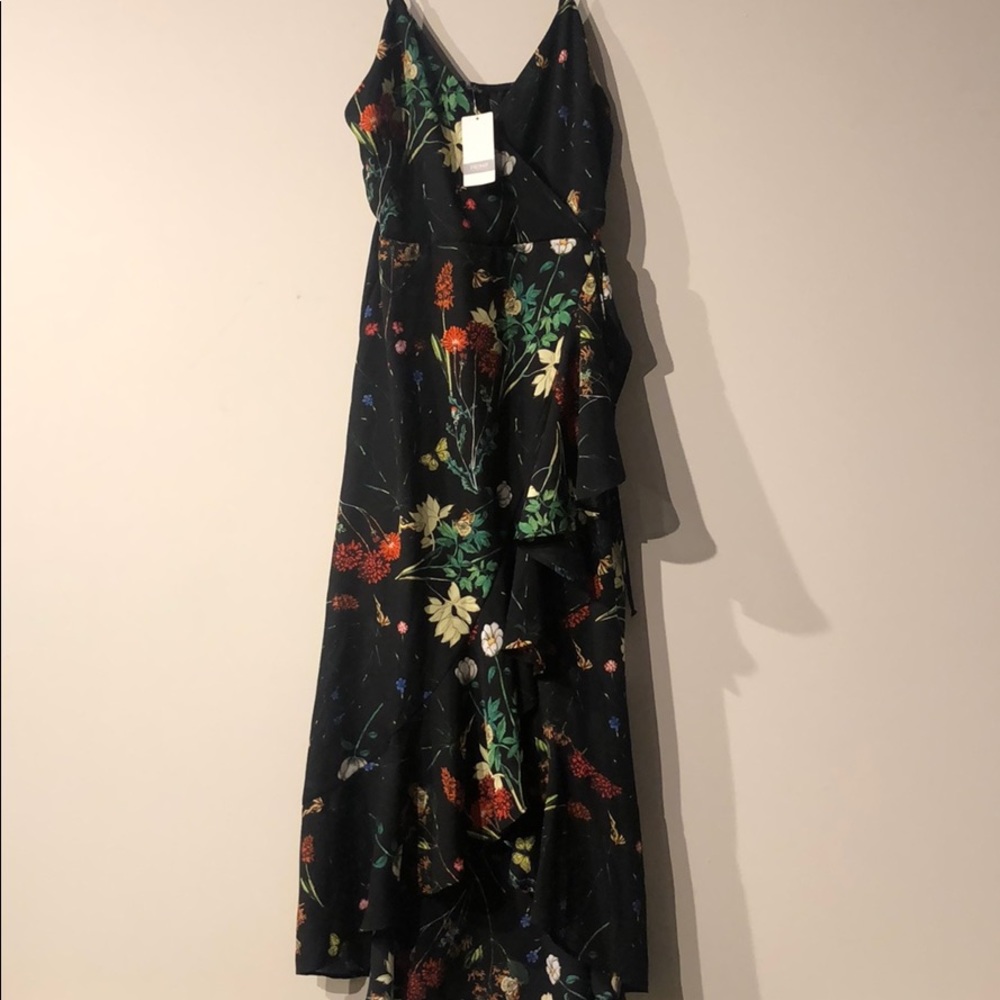Charlie Moss Black Floral Midi Dress
